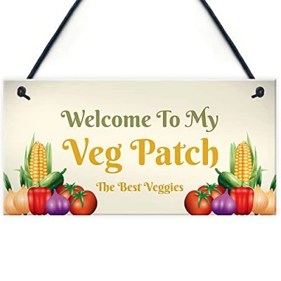 Image of RED OCEAN Novelty Vegetable Patch Sign Garden Allotment Shed Greenhouse Signs