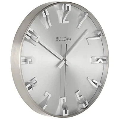 Image of Bulova C4846 Director Wall Clock, Metal, Satin Pewter Finish