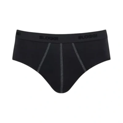 Image of 2 Pack Black 24/7 Basic Natural Cotton Midi Briefs Men&#039;s 36 Mens Sloggi