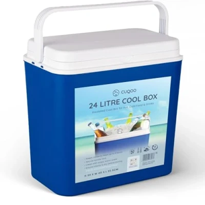 Image of Cuqoo 24L Cool Box Compact Insulated Ice for Camping, Beach, Travel &amp; Picnics Portable Cooler with Handle Keeps Food Drinks Cold Hours Lightweight Durable Design (24L)