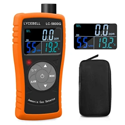 Image of LYCEBELL Ammonia Gas Detector LC 5800G, 0 100 PPM NH3 Monitor, Particle Professional Meter with Temperature(℉/℃), Humidity, for Poultry, Farm