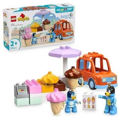 Image of LEGO DUPLO Bluey: Ice Cream Trip with Bluey Educational Motor Skills Toy for Toddlers, a Car and Stand, plus 2 Figures incl. Bandit Gift 2+ Year Old Girls &amp; Boys 10458