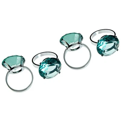 Image of Premier Housewares 1403758 Napkin Rings, Teal, Set of 4, Chrome, Blue, 4 x 5 6 cm