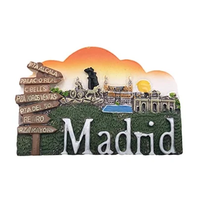 Image of 3D Madrid Spain Refrigerator Fridge Magnet Tourist Souvenirs Handmade Resin Craft Magnetic Stickers Home Kitchen Decoration Travel Gift