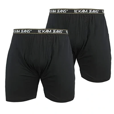 Image of KAM Big Mens Black Wallace Twin Pack Boxer Shorts Multipack Underwear Large for Sizes 2XL 3XL 4XL 5XL 6XL 7XL 8XL, Size :