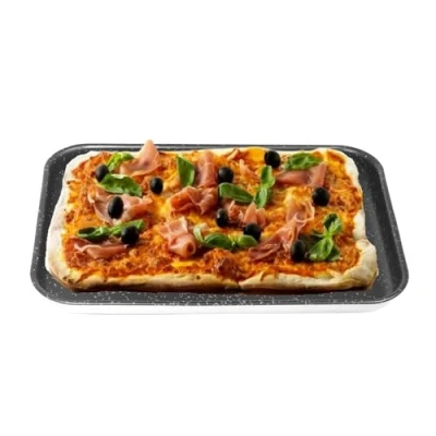 Image of NAMAI Aluminum Non Stick Pizza Tray, 40x28, Stone Effect, Dishwasher Safe, Oven Black, 1 Piece