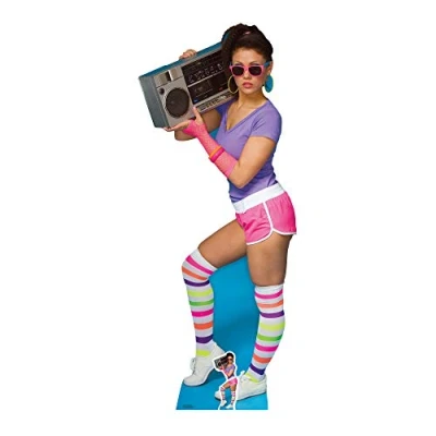 Image of Star Cutouts Ltd SC1023 80&#039;s Neon Boombox Girl, Cardboard, Multi Colour, 177 x 73 cm