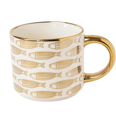 Image of New Elegant Bone China Gold Handle Mug 490ml Assorted Designs