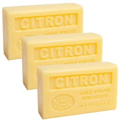 Image of Label Provence Nature Savon de Marseille French Soap Made With Pure Organic Olive Oil and Shea Butter Lemon Fragrance 125 Gram Bars Set of 3