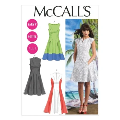 Image of McCall&#039;s Patterns M6741 RR 18W 20W 22W 24W Misses&#039; Women&#039;s Petite Lined Dresses, Pack of 1, White