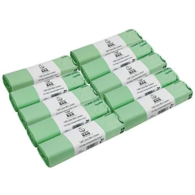Image of 140 Litre x 100 Bags Compost Bag Compostable Wheelie Bin Liner Biodegradeable Sacks/Liners EN 13432 140L with Composting Guide