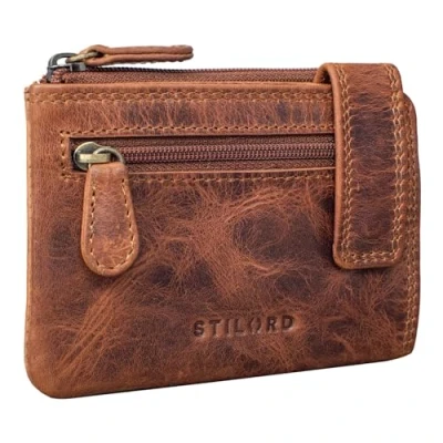 Image of STILORD &#039;Lasse&#039; Leather Key Wallet Vintage Case with Coin Purse for Men Slim Ring Card Holder RFID Blocker Organiser Genuine Leather, Colour:Kara Cognac