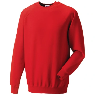 Image of Russell Athletic Mens Spotshield Raglan Sweatshirt (Bright Red) Size Medium