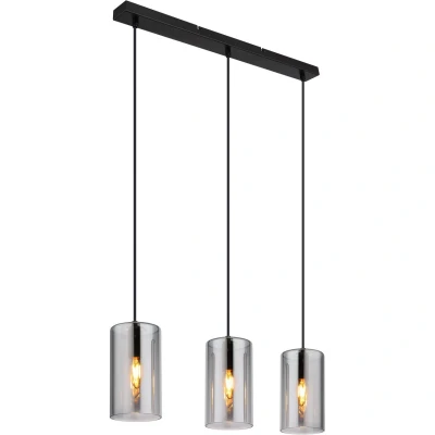 Image of Globo Hanging light Olly, length 63 cm, smoke grey, glass, 3 bulb.
