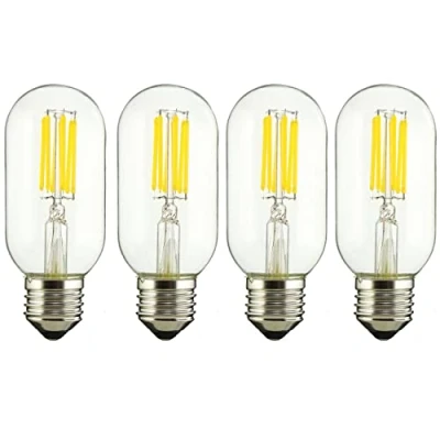Image of Aiwerttes E27 Screw Bulb 6W LED Vintage Edison Filament Light Bulb, T45 Cold White 6000K, Clear Glass Cover AC 220 240V Non dimmable, 4 Pack