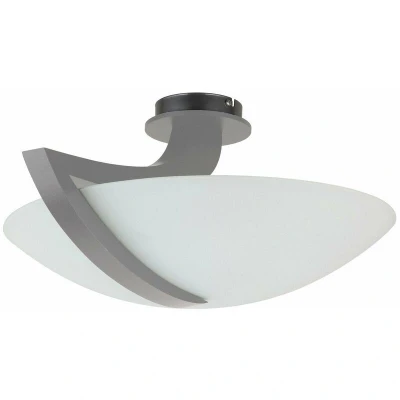 Image of Vinci Bowl Semi Flush Ceiling Light Grey, 54cm, 3x E14