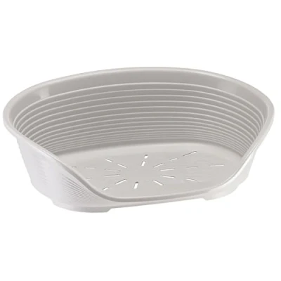 Image of Ferplast Dog Bed Cat Extra Small Plastic Washable breathable and non slip Siesta Deluxe, 43 x 28 xh 17.5 CM, Light Grey
