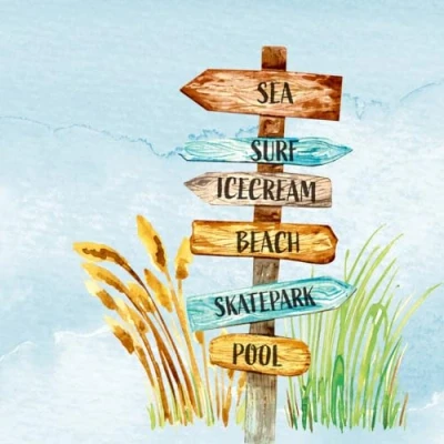 Image of 20 Napkins Maritime Signage by the Sea as Table Decoration Paper with Motif Also for Decoupage and 33 x cm