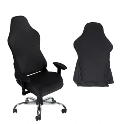 Image of Black Stretchable Gaming Chair Covers Slipcovers,Ergonomic Office Computer Game Slipcovers Stretchy For Reclining Racing Style (No Chairs)