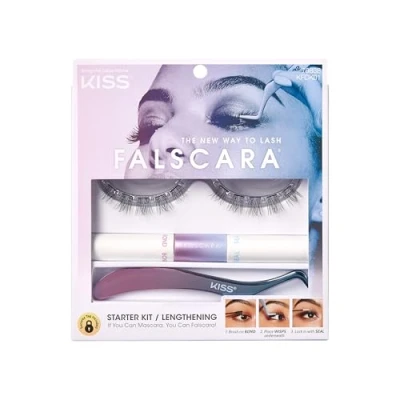 Image of KISS Falscara DIY Lash Extension Starter Kit 10 Reusable Featherlight Eyelash Lengthening Wisps, Applicator, Bond &amp; Seal