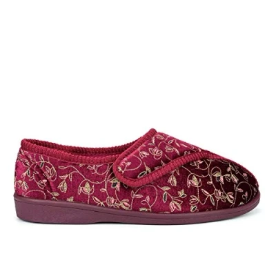Image of Sleepers Womens Janice Budget Price Adjustable Slipper In Wine Size: 7