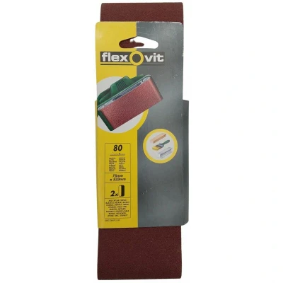 Image of Flexovit Cloth Sanding Belt 533 x 75mm Medium 80G (Pack 2)