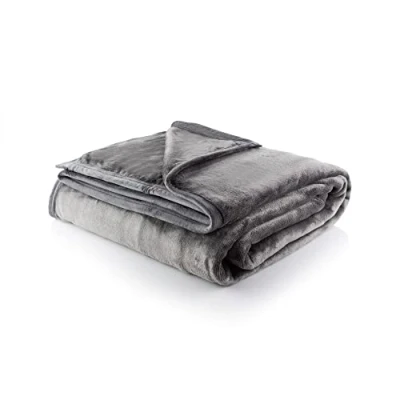 Image of Minky Super Soft Luxury Throw Blanket Machine Washable Blankets, Multipurpose, Plush Lightweight for Sofa, Bed &amp; Couch, Throw, Bedroom Accessories, Double 180cm x (Grey)