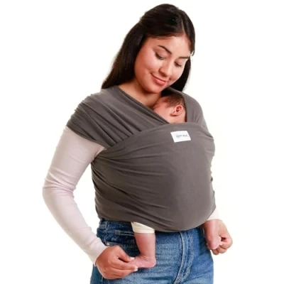 Image of Sleepy Wrap Baby Carrier Newborn to Toddler Hands Free Stretchy Ergonomic Wraps Lightweight 7 35 lbs / 3 15 kg (Dark Grey)