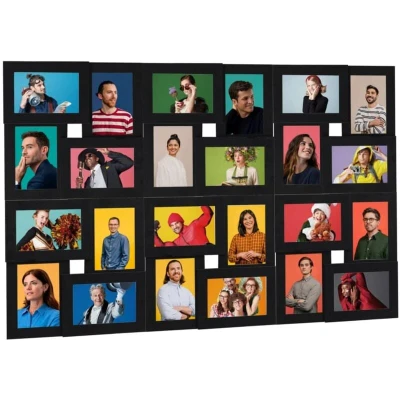 Image of vidaXL Collage Photo Frame for 24x(13x18 cm) Picture Black MDF