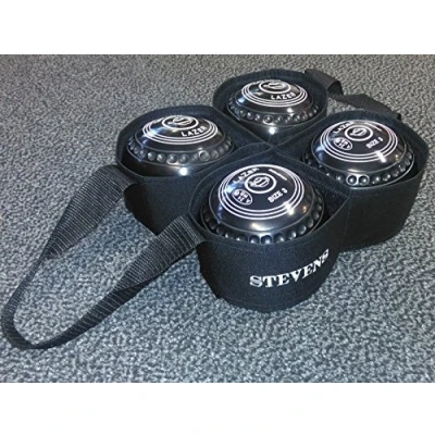 Image of Stevens 4 Bowl Carrier Crown Green Short Mat Lawn Bowls (Black)