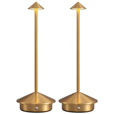 Image of NEWSEE 2 Pack Mini Cordless Table Lamp, Portable LED Desk 4000mAh Rechargeable Battery Powered Lighting, Stepless Dimming for Bedroom, Dining Room, Coffee Shop, Camping(Gold)