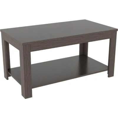 Image of AVF Calibre Coffee Table Rustic Sawn Oak Effect Side with Shelf. Perfect for Living room, Lounge, Bedroom. 50cm x 44.7cm high (Grey Oak)