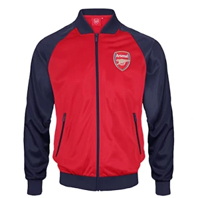 Image of Arsenal FC Official Football Gift Mens Retro Track Top Jacket Red 3XL
