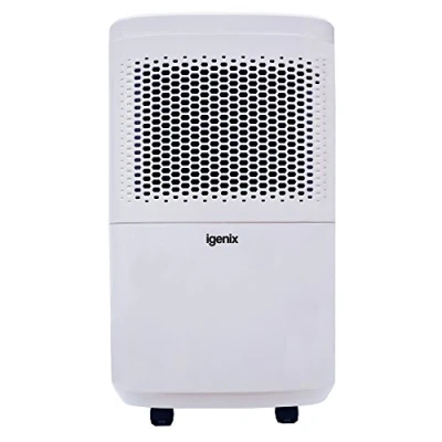 Image of Igenix IG9813 Dehumidifier, Removes 12 Litres Moisture a Day, for Damp, Mould, in Home, Kitchen, Bedroom, Caravan, Office, Garage or Bathroom, White
