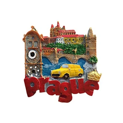 Image of Prague Czech 3D Landmark Refrigerator Magnet Souvenirs Handmade Resin Magnetic Stickers Home Kitchen Decoration,Prague Fridge Collection Gift