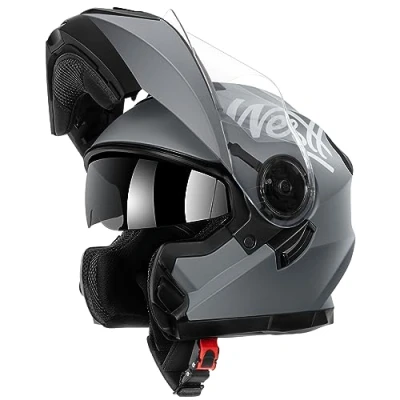 Image of Westt DOT Helmets for Motorcycles Open Face Motorcycle Helmet Dual Visor ATV Motocross Snowmobile Men Women(M/Gray Torque X)