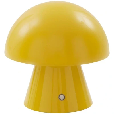 Image of Lindby LED rechargeable table lamp Nevijo, yellow, Ø18cm, USB, dimmable