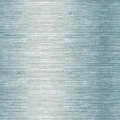 Image of Teal Ombre Stripe Wallpaper Lines White Silver Metallic Shimmer
