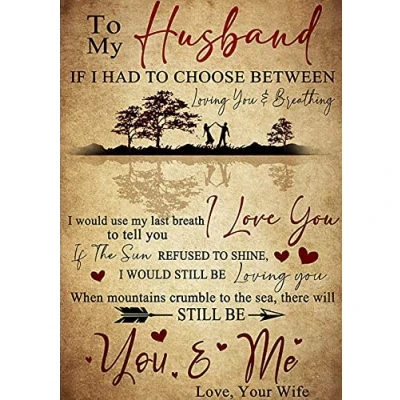 Image of BCTS To My Husband I Love You Your Wife Poster Funny Decor Metal Sign 12x16 inch