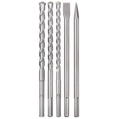 Image of Original Einhell SDS max Drill Chisel Set (Demolition/Hammer Accessories, Includes 3x Masonry Bits Diameter 18, 20, 25 mm, 1x Flat Chisel, Pointed in Practical Case)