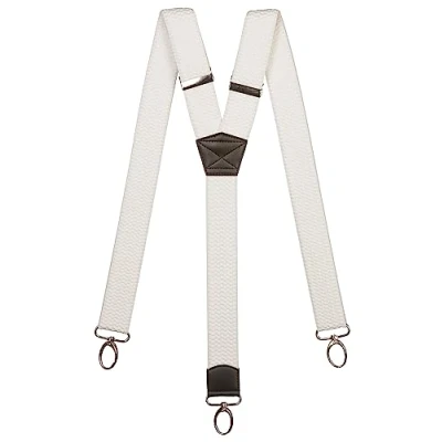 Image of Olata Heavy Duty Y Shape Braces/Suspenders with Carabiner Clips 4cm. White