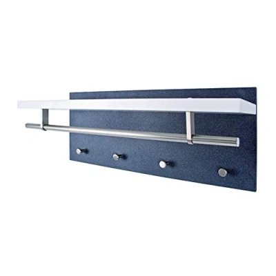 Image of HAKU Mobel Wardrobe Stainless Steel Look, Granite Finish, White, Mdf, Metal Size: W 75 cm X H 30 D 26 cm, Style: Modern