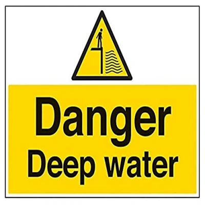 Image of V Safety Danger Deep Water Warning Sign 600mm x 450mm 2mm Rigid Plastic