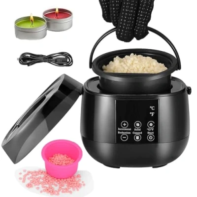 Image of Electric Candle Wax Melting Pot, Small Melter for Making, Non Stick DIY Making Kit with LED Temperature Display Supplies Adults Beginners, Women Men Gift black