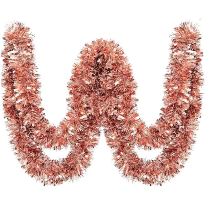Image of 10 Meters Rose Gold Christmas Tinsel Garland Metallic Chunky Glittering Hanging Decorations for Tree