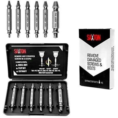 Image of Saxton Damaged Screw Extractor Remover Set for Screws and Bolts Includes 6 Bits