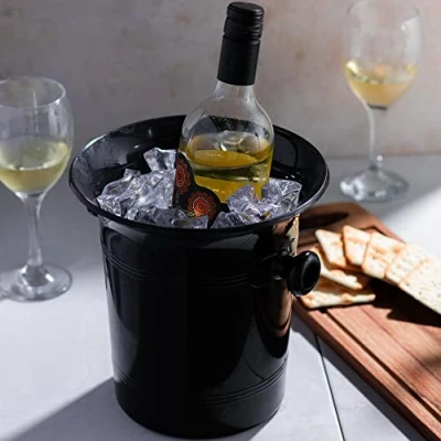 Image of bar@drinkstuff Acrylic Wine &amp; Champagne Bucket Black Ice Bucket, Chiller
