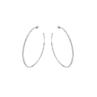Image of Karen Millen Crystal Sprinkle Large Hoop Earrings For Women (Silver/Clear Crystal)