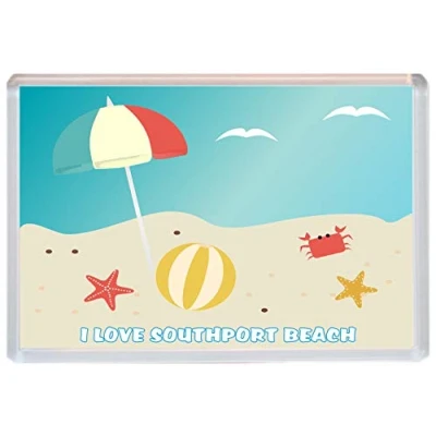 Image of I Love Southport Beach Jumbo Fridge Magnet 96 x 67 mm Size