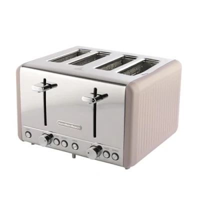 Image of Hamilton Beach Toaster 4 Slice, Harmony, 1850W, 6 Browning Controls, Defrost, Reheat &amp; Cancel Settings, Removable Crumb Tray, High Lift Eject, Cappuccino HBT018C
